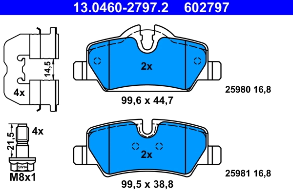 Brake Pad Set, disc brake 13.0460-2797.2