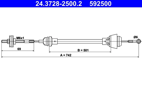 Cable Pull, clutch control 24.3728-2500.2