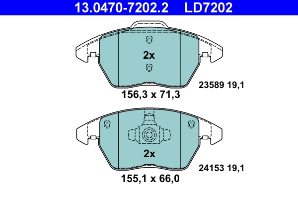 Brake Pad Set, disc brake ATE Ceramic 13.0470-7202.2