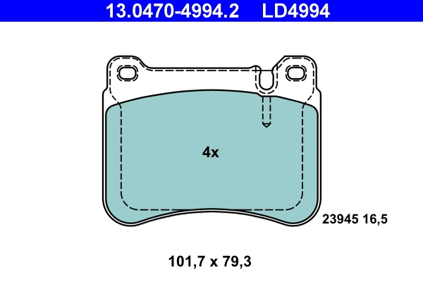 Brake Pad Set, disc brake ATE Ceramic 13.0470-4994.2