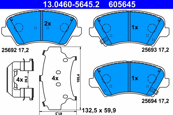 Brake Pad Set, disc brake 13.0460-5645.2