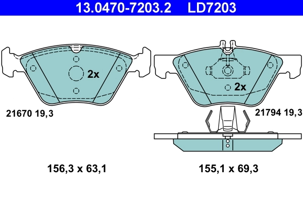 Brake Pad Set, disc brake ATE Ceramic 13.0470-7203.2