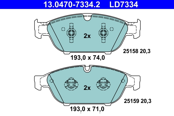 Brake Pad Set, disc brake ATE Ceramic 13.0470-7334.2