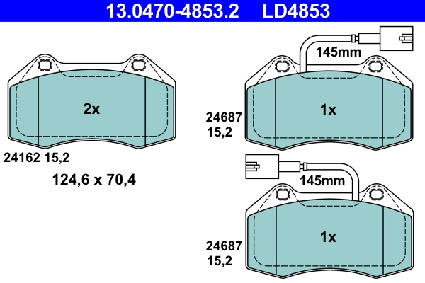 Brake Pad Set, disc brake ATE Ceramic 13.0470-4853.2