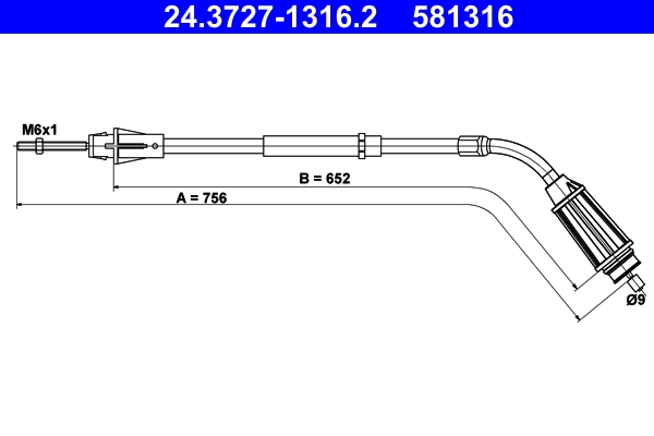 Cable Pull, parking brake 24.3727-1316.2
