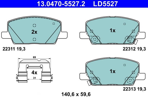 Brake Pad Set, disc brake ATE Ceramic 13.0470-5527.2