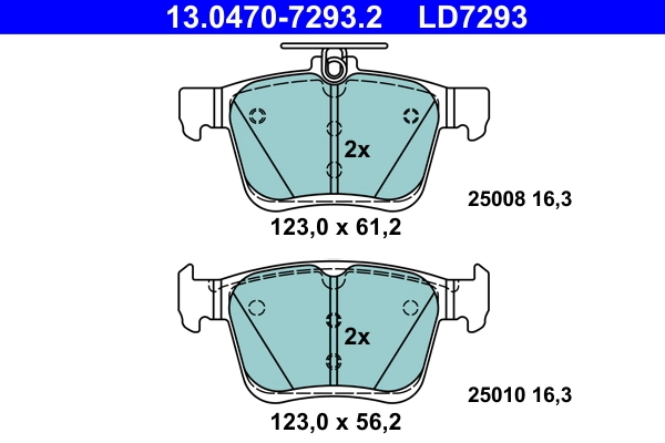 Brake Pad Set, disc brake ATE Ceramic 13.0470-7293.2
