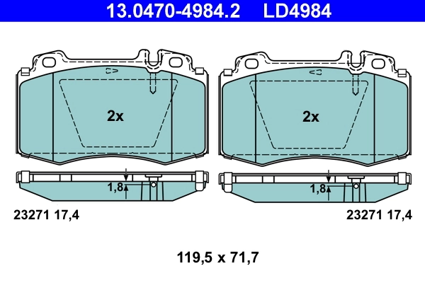 Brake Pad Set, disc brake ATE Ceramic 13.0470-4984.2