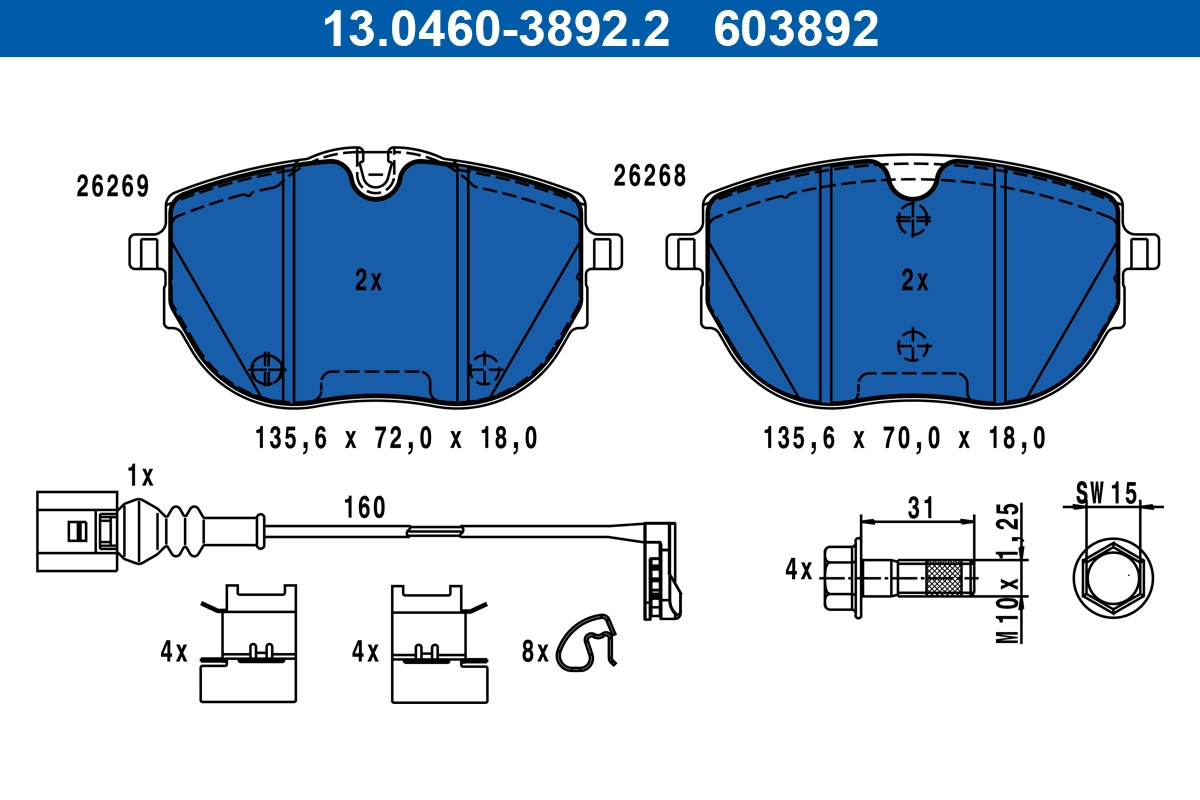 Brake Pad Set, disc brake 13.0460-3892.2