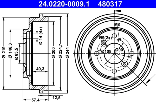 Brake Drum 24.0220-0009.1