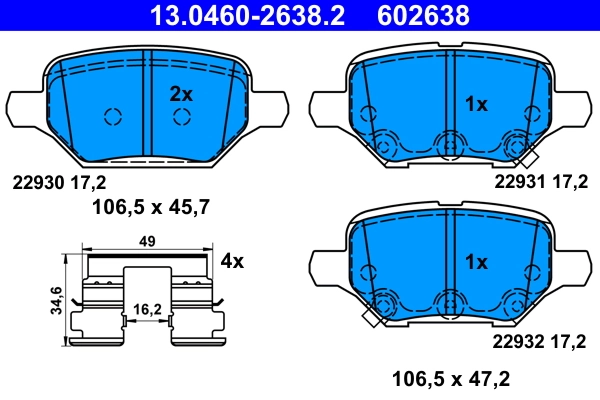 Brake Pad Set, disc brake 13.0460-2638.2