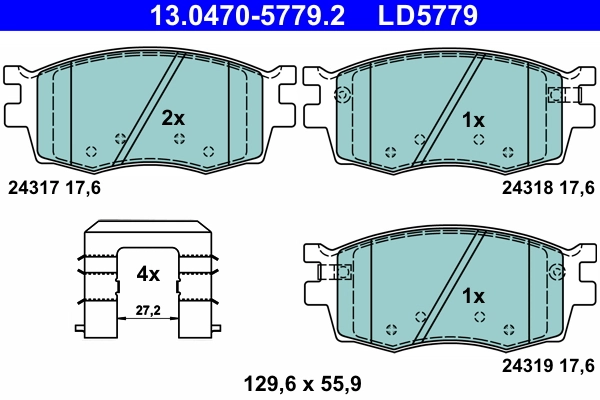 Brake Pad Set, disc brake ATE Ceramic 13.0470-5779.2