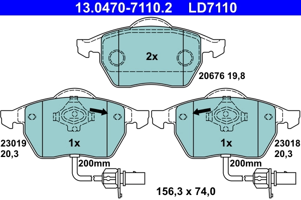 Brake Pad Set, disc brake ATE Ceramic 13.0470-7110.2