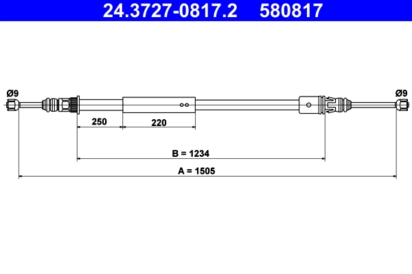 Cable Pull, parking brake 24.3727-0817.2