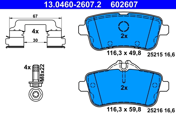 Brake Pad Set, disc brake 13.0460-2607.2
