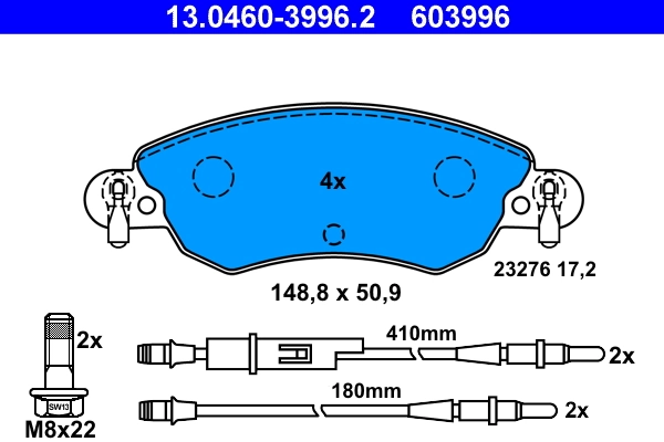 Brake Pad Set, disc brake 13.0460-3996.2