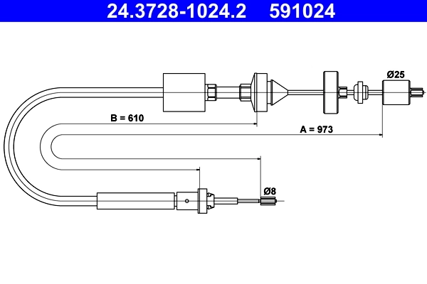 Cable Pull, clutch control 24.3728-1024.2