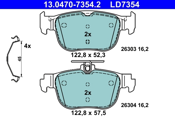 Brake Pad Set, disc brake ATE Ceramic 13.0470-7354.2