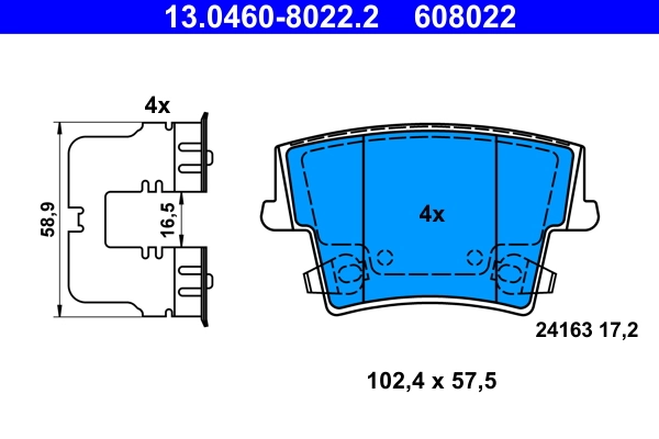 Brake Pad Set, disc brake 13.0460-8022.2