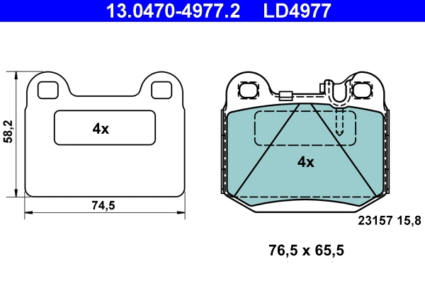 Brake Pad Set, disc brake ATE Ceramic 13.0470-4977.2