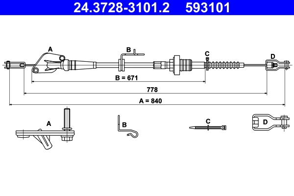 Cable Pull, clutch control 24.3728-3101.2