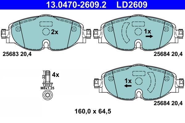 Brake Pad Set, disc brake ATE Ceramic 13.0470-2609.2