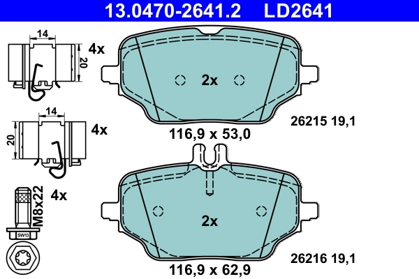 Brake Pad Set, disc brake ATE Ceramic 13.0470-2641.2