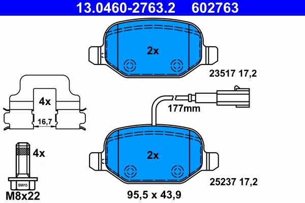 Brake Pad Set, disc brake 13.0460-2763.2