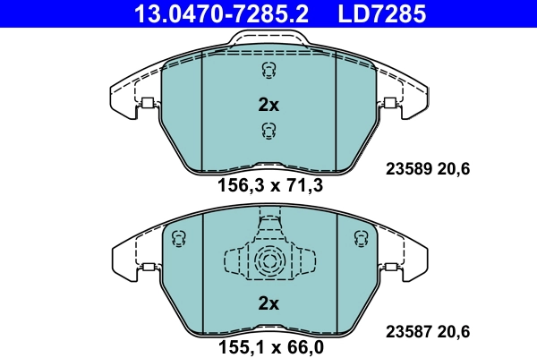 Brake Pad Set, disc brake ATE Ceramic 13.0470-7285.2
