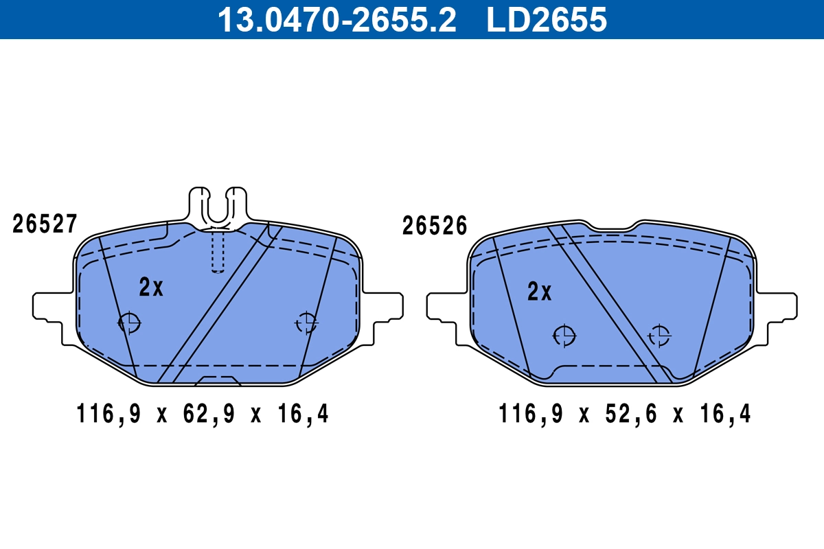 Brake Pad Set, disc brake ATE Ceramic 13.0470-2655.2