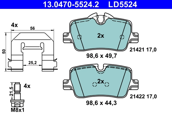 Brake Pad Set, disc brake ATE Ceramic 13.0470-5524.2