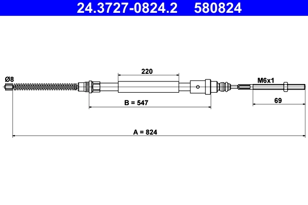 Cable Pull, parking brake 24.3727-0824.2
