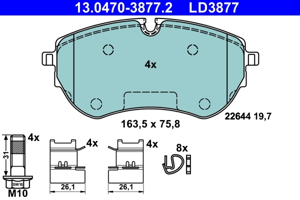 Brake Pad Set, disc brake ATE Ceramic 13.0470-3877.2