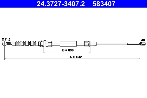 Cable Pull, parking brake 24.3727-3407.2