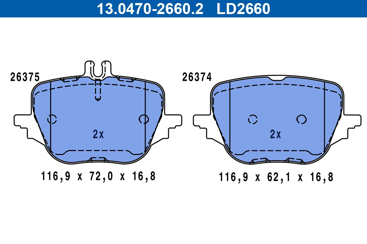 Brake Pad Set, disc brake ATE Ceramic 13.0470-2660.2