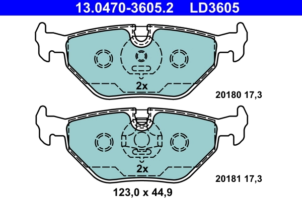 Brake Pad Set, disc brake ATE Ceramic 13.0470-3605.2