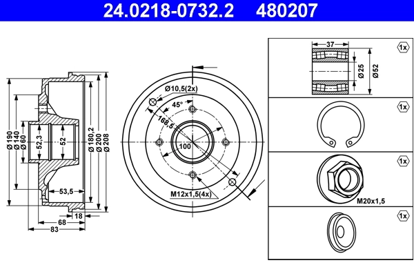 Brake Drum 24.0218-0732.2