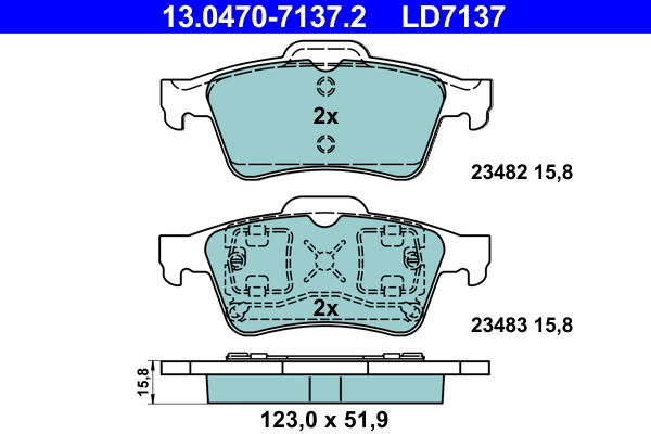 Brake Pad Set, disc brake ATE Ceramic 13.0470-7137.2