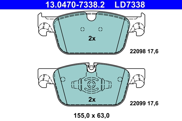 Brake Pad Set, disc brake ATE Ceramic 13.0470-7338.2