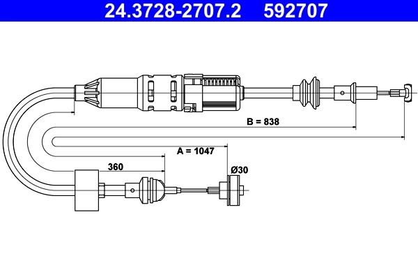 Cable Pull, clutch control 24.3728-2707.2