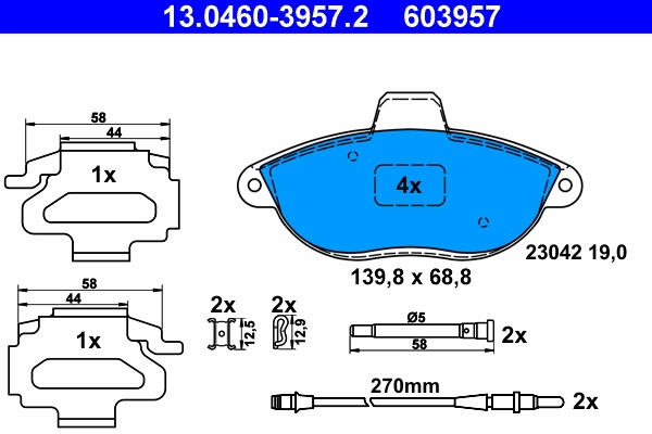 Brake Pad Set, disc brake 13.0460-3957.2