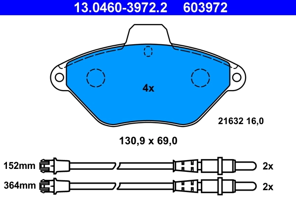 Brake Pad Set, disc brake 13.0460-3972.2