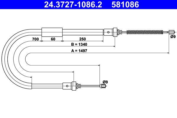 Cable Pull, parking brake 24.3727-1086.2