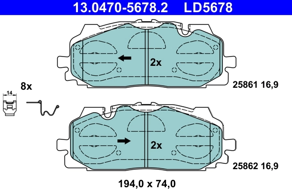 Brake Pad Set, disc brake ATE Ceramic 13.0470-5678.2