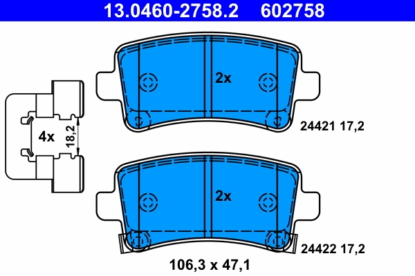 Brake Pad Set, disc brake 13.0460-2758.2