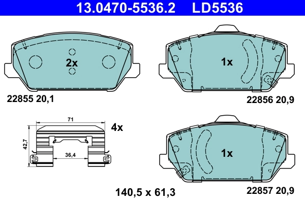 Brake Pad Set, disc brake ATE Ceramic 13.0470-5536.2
