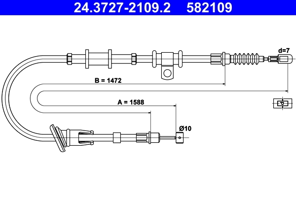 Cable Pull, parking brake 24.3727-2109.2