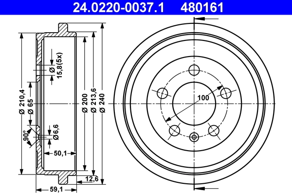 Brake Drum 24.0220-0037.1