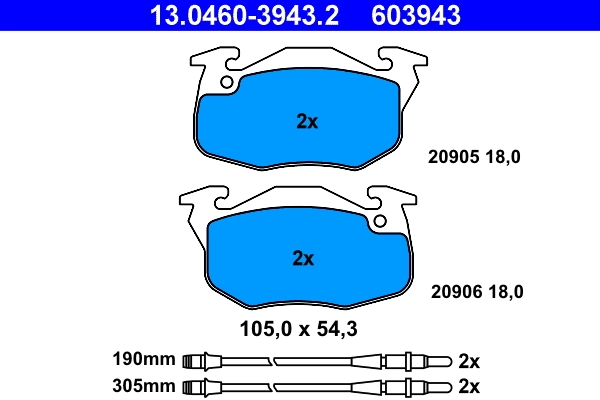 Brake Pad Set, disc brake 13.0460-3943.2