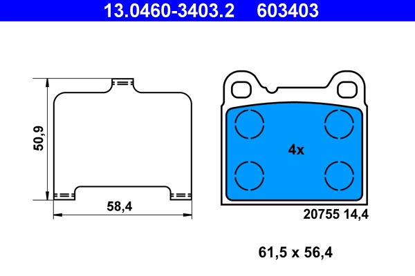 Brake Pad Set, disc brake 13.0460-3403.2